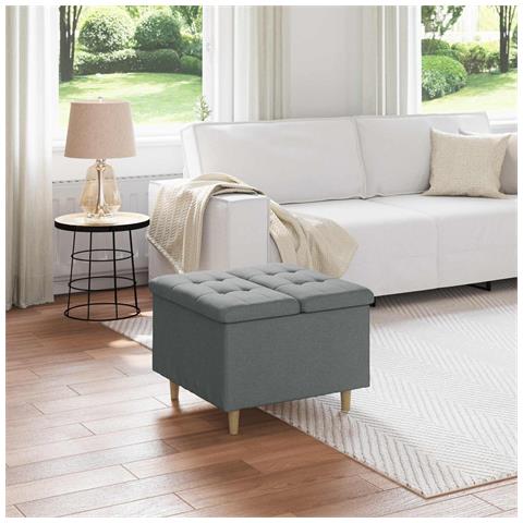 Pouf contenitore Grigio scuro 60 x 60 x 45 cm Tessuto - Foto 2