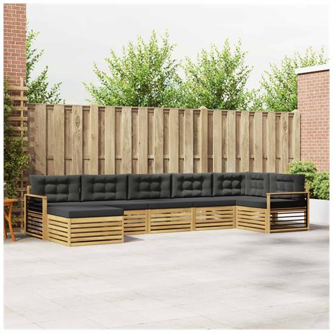 Set di divani da esterno con cuscino 7 pcs Bianco e Antracite - Foto 2