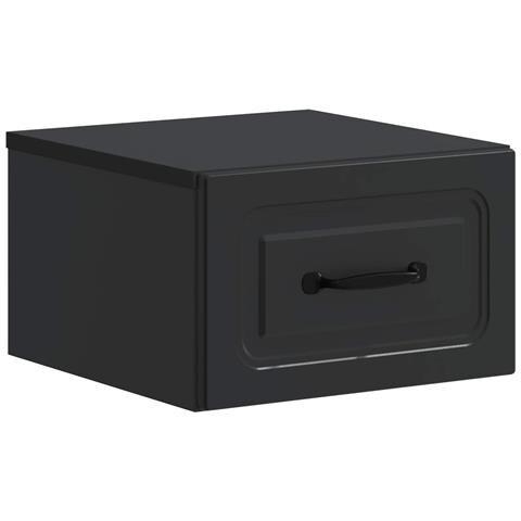 Mobiletto da notte a muro con cassetto Nero 34,5 x 33 x 20 cm - Foto 1