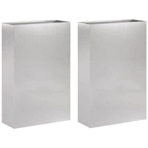 Vaso da giardino 2 pz Argento 50 x 20 x 75 cm Acciaio Inox - Foto 1