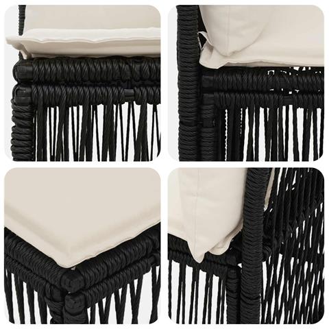 Set Divano da Giardino 3 pz 3-Numero di posti Nero polyrattan - Foto 9