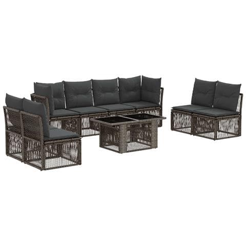 Set Divano da Giardino 9 pz Grigio polyrattan - Foto 1