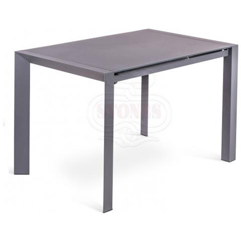 Tavolo Allungabile Top In Vetro Acidato Struttura Metallo Grigio Pixel Om 189 Gr - Foto 1
