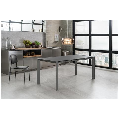 Tavolo Allungabile Top In Vetro Acidato Struttura Metallo Grigio Pixel Om 189 Gr - Foto 7