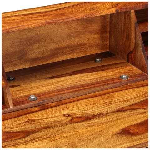 Scrivania 110x50x94 Cm Massello Di Sheesham E Acciaio - Foto 2