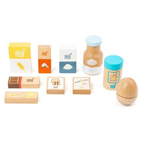 Piccolo Foot Ingredienti Freschi Da Forno Di Legno, Giochi Di Como Set Accessori Per La Cucina Per Bambini E Il Negozio Del Commerciante Giocattolimulticolore11442 - Foto 4