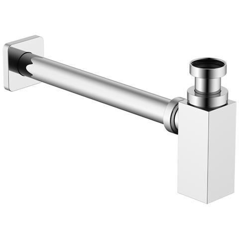Sifone Tubo Di Scarico In Ottone Cromato Quadro Per Lavabo Lavandino Bagno Da 1.1/4 - Foto 2