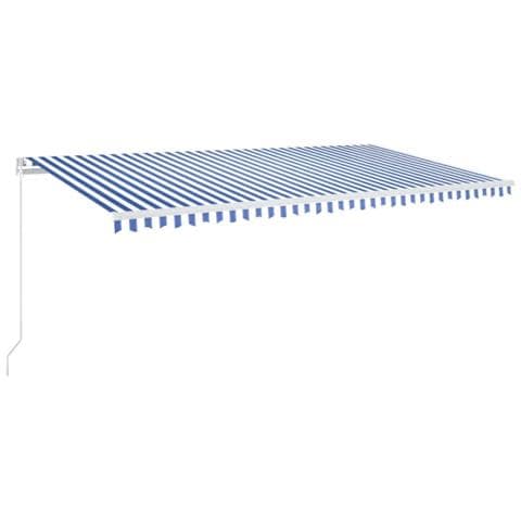 Tenda da Sole Retrattile Manuale con LED 600x350 cm Blu Bianco - Foto 1