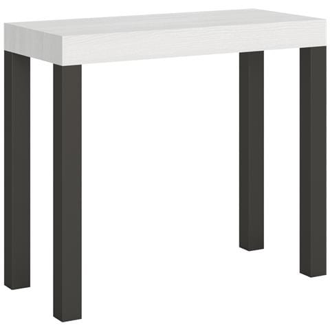 Consolle Allungabile 90x40/300 Cm Everyday Telaio Antracite - Bianco Frassino - Foto 6