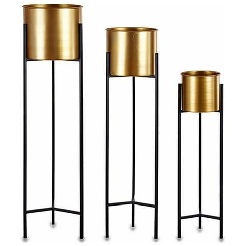 Set Di Vasi Da Fiori Nero Dorato Metallo (2 Unità) - Foto 2