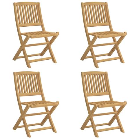 Sedie Giardino Pieghevoli 4 Pz 57x49x90cm Legno Massello Acacia - Foto 1