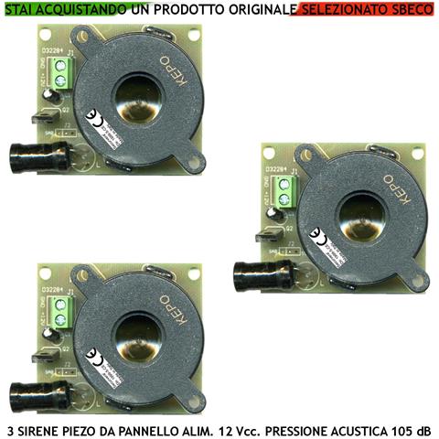Sirena Da Pannello Diffusore Piezo 3 Pezzi Acustica 105 Db Alimentazione 12 Vcc Assorbimento 80 Ma 2 Morsetti Polarizz - Foto 1