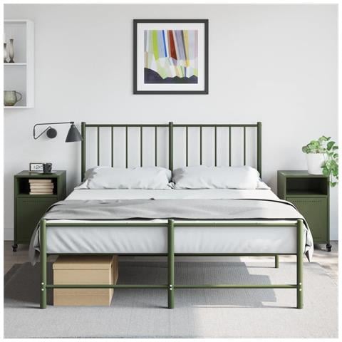 Comodini 2 pz Verde Oliva 36x39x59 cm in Acciaio - Foto 2