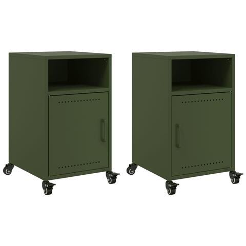 Comodini 2 pz Verde Oliva 36x39x59 cm in Acciaio - Foto 1
