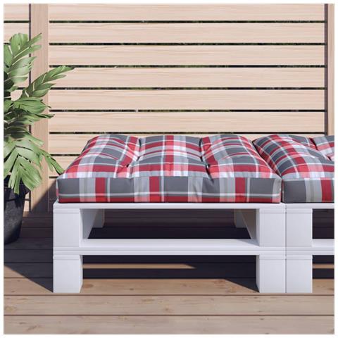 Cuscino Per Pallet A Quadri Rossi 80x80x12 Cm In Tessuto - Foto 1