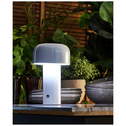 Lampada Da Tavolo Senza Fili A Led Besos Con Dimmer Metallo Bianco - Foto 1