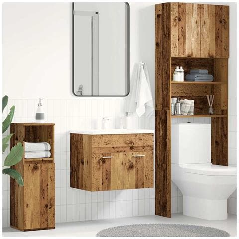 Mobile Lavabo Bagno Legno Antico 60x38,5x46 cm in Truciolato - Foto 1