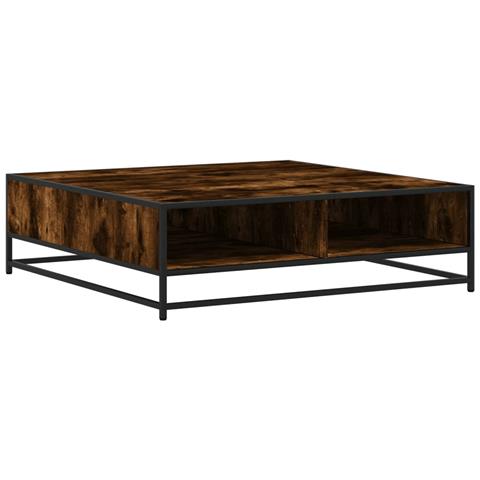 Tavolino Rovere Fumo 100x100x30 Cm In Truciolato E Metallo - Foto 2