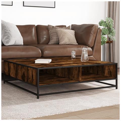 Tavolino Rovere Fumo 100x100x30 Cm In Truciolato E Metallo - Foto 1