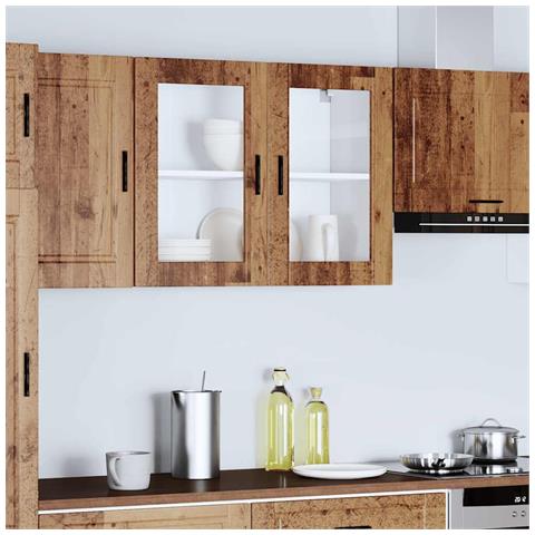 Pensile Da Cucina Con Porta In Vetro Porto Legno Vecchio - Foto 3