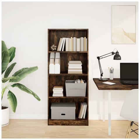 Libreria Rovere Fumo 60x24x143 Cm In Legno Multistrato - Foto 3