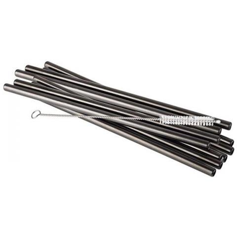 -germany 93384 Cannuccia Per Bevande Riutilizzabile Nero Acciaio Inossidabile 10 Pz - Foto 1