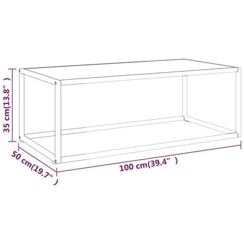 Tavolino Da Salotto Nero Con Vetro Marmo Bianco 100x50x35 Cm - Foto 6