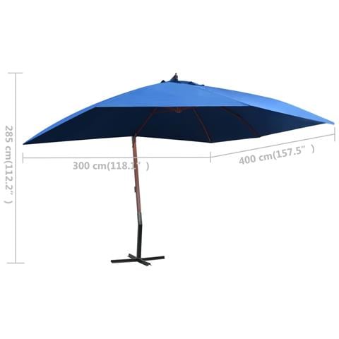 Lusso Casadino -  Ombrellone A Sbalzo Con Palo In Legno 400x300 Cm Blu - Foto 8