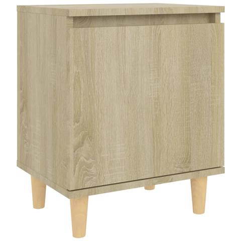 Comodino Con Gambe In Legno Massello Rovere Sonoma 40x35x50cm - Foto 1