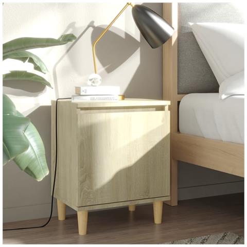 Comodino Con Gambe In Legno Massello Rovere Sonoma 40x35x50cm - Foto 8