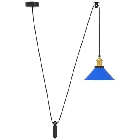Lampada a Sospensione Regolabile E27 Blu Scuro Ø22 cm Metallo - Foto 1