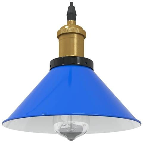 Lampada a Sospensione Regolabile E27 Blu Scuro Ø22 cm Metallo - Foto 2