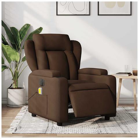 Poltrona Massaggiante Reclinabile Elettrica Marrone in Tessuto - Foto 2