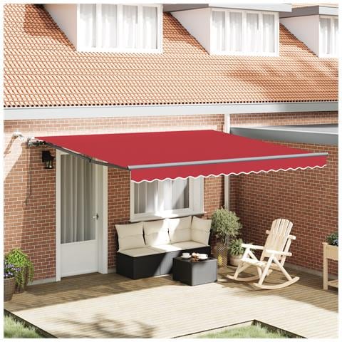 Tenda Retrattile Automatica  con LED Rossa 400x300 cm, Tessuto di Ricambio Tenda  per Telaio 4x3 m Rosso - Foto 2