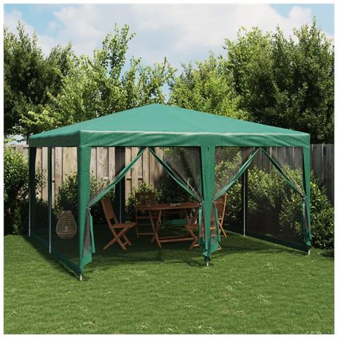 Tenda per Feste con 8 Pareti Laterali in Rete Verde 4x4 m HDPE - Foto 2