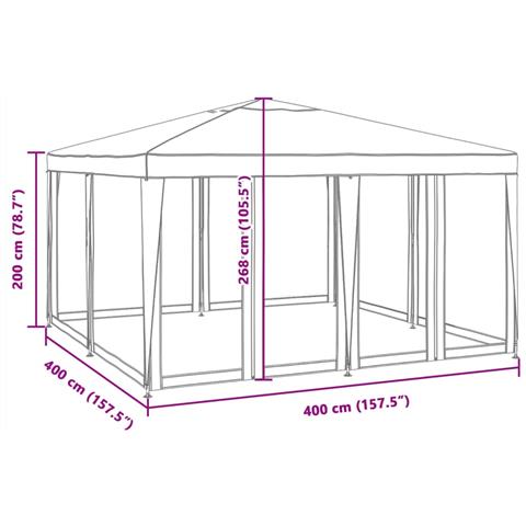 Tenda per Feste con 8 Pareti Laterali in Rete Verde 4x4 m HDPE - Foto 8