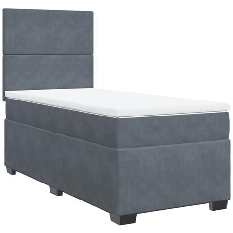Giroletto a Molle con Materasso Grigio Scuro 80x200 cm Velluto - Foto 1