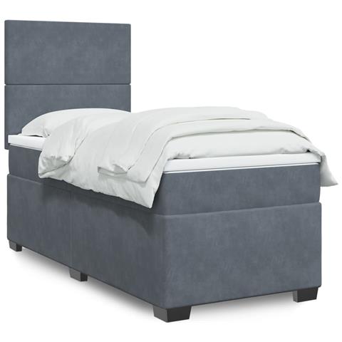 Giroletto a Molle con Materasso Grigio Scuro 80x200 cm Velluto - Foto 2