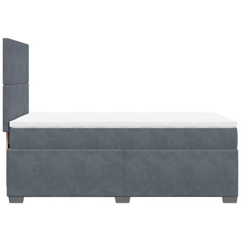 Giroletto a Molle con Materasso Grigio Scuro 80x200 cm Velluto - Foto 9
