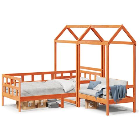 Set Dormeuse con Tetto Marrone Cera 90x200 cm Massello Pino - Foto 1