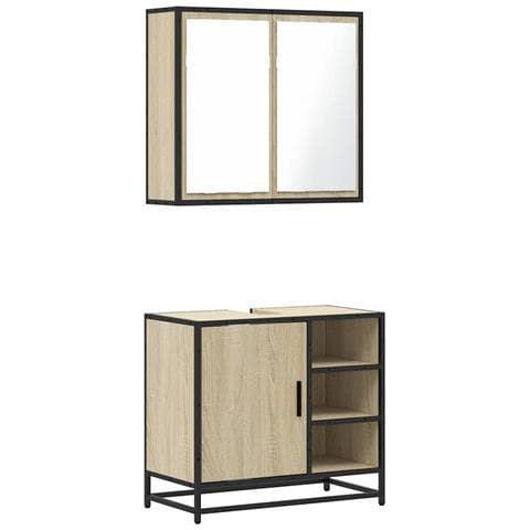 Set Mobili da Bagno 2 pz Rovere Sonoma in Legno Multistrato - Foto 1