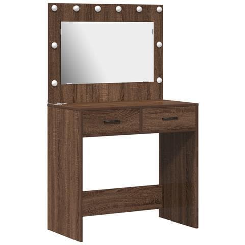 Tavolo da trucco con luci LED Rovere Marrone 78,5x41x135 cm - Foto 1