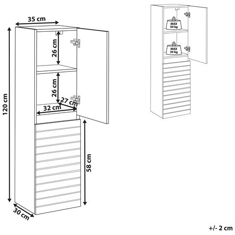Armadio A Muro Per Il Bagno Urucu 35 Cm Marrone Chiaro - Foto 7