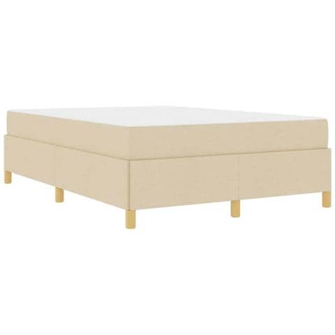 Letto a molle con materasso Crema e Bianco 140 x 200 cm Tessuto - Foto 1