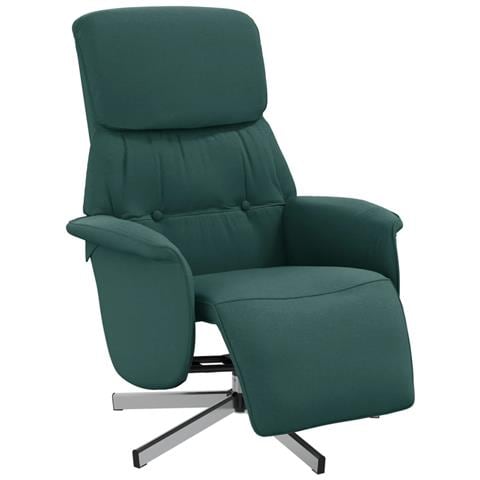 Poltrona Reclinabile con Poggiapiedi Verde Scuro in Tessuto - Foto 1