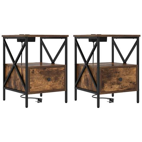Armadio da Notte 2 pcs Rovere fumo 41.5 x 40.5 x 55 cm - Foto 1