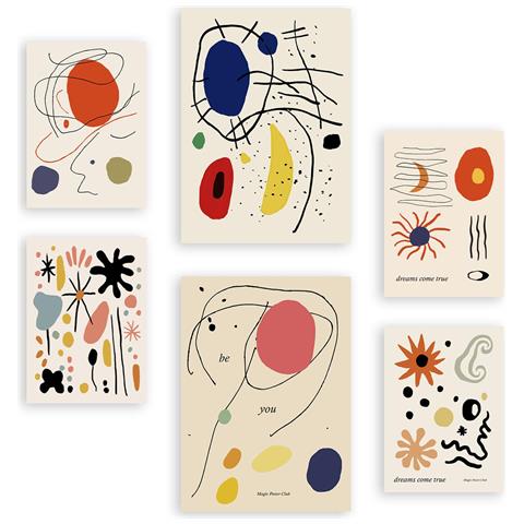 Set Di 6 Stampe Picasso Astratto Marisse Inso In Set Mix Di Dipinti Decorativi Estetici Per Il Tuo Soggiorno Di Casa A3 & A4 Senza Cornice - Foto 1