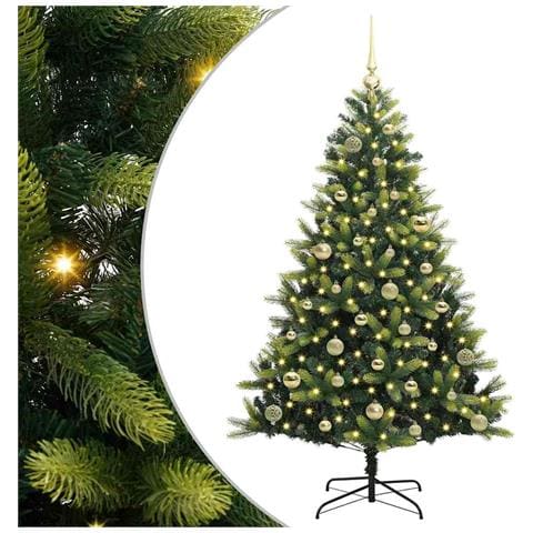Albero di Natale Artificiale Pieghevole 150 LED Verde 150 cm - Foto 1