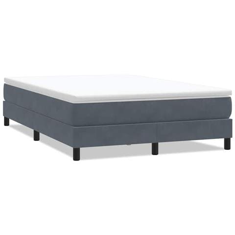 Letto a Molle senza Materasso Grigio Scuro 140x220 cm Velluto - Foto 1