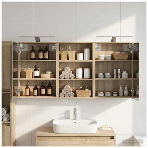 Set di Armadi da Bagno con lo scaffale 3 pcs 126 x 16 x 62.5 cm - Foto 2